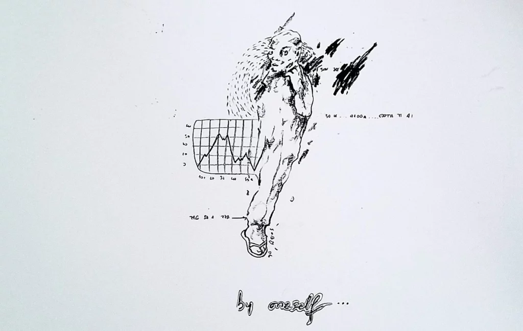 Soly Cissé, By Oneself, 2006, charcoal drawing, 70 x 105 cm